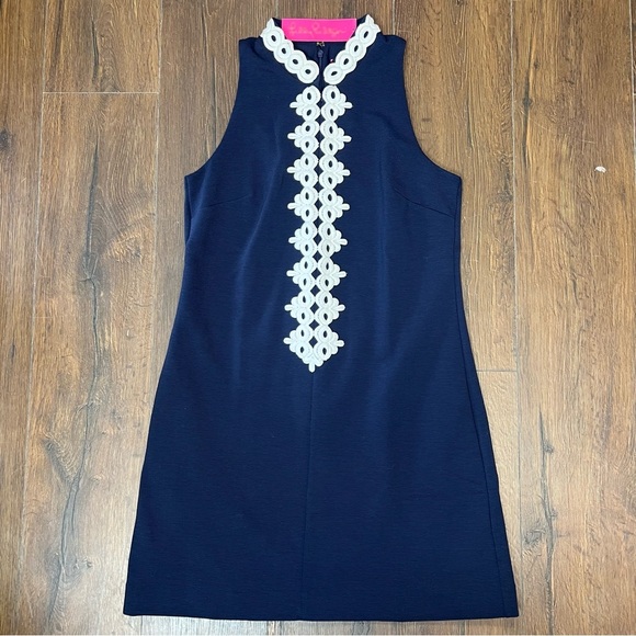 🆕 Lilly Pulitzer True Navy Callista Shift Dress NEW RTL $168 SZ LG - Picture 3 of 7